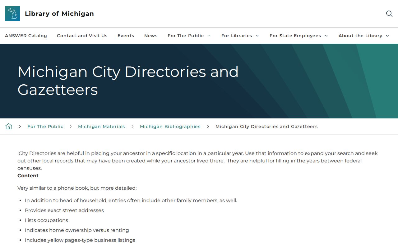 Hamburg Township city directory Library of Michigan guide
