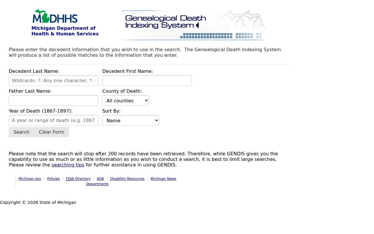 Hamburg Township residents directory GENDIS death index