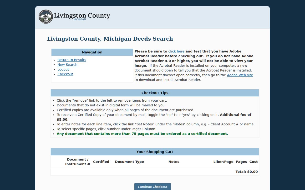Hamburg Township street directory Livingston County deed checkout